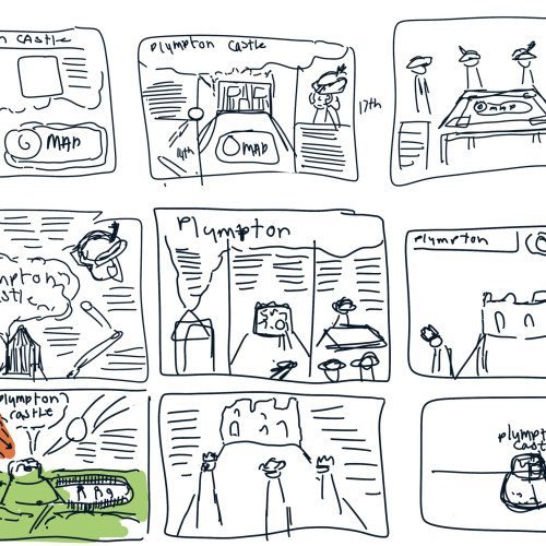 Thumbnails showing initial ideas for the castle board